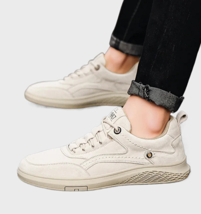Leren sneakers met vetersluiting