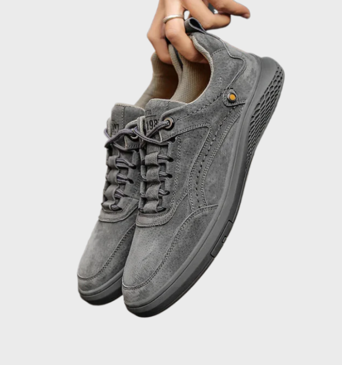 Leren sneakers met vetersluiting