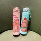 Kinder drinkfles met rietje en capibara print