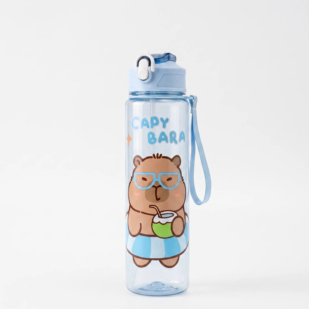Kinder drinkfles met rietje en capibara print