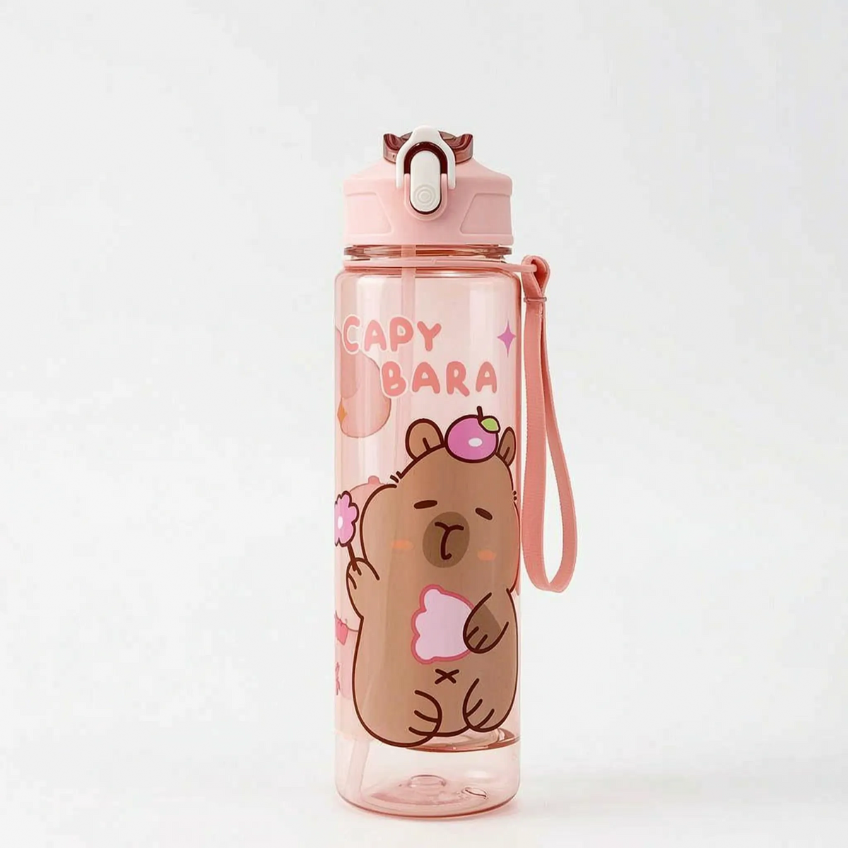 Kinder drinkfles met rietje en capibara print