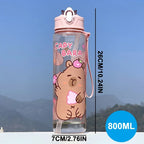 Kinder drinkfles met rietje en capibara print