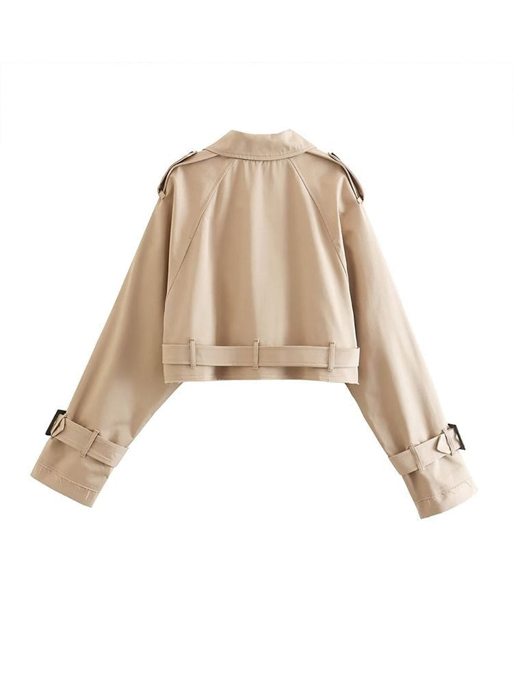 Beige trenchcoat in kort model