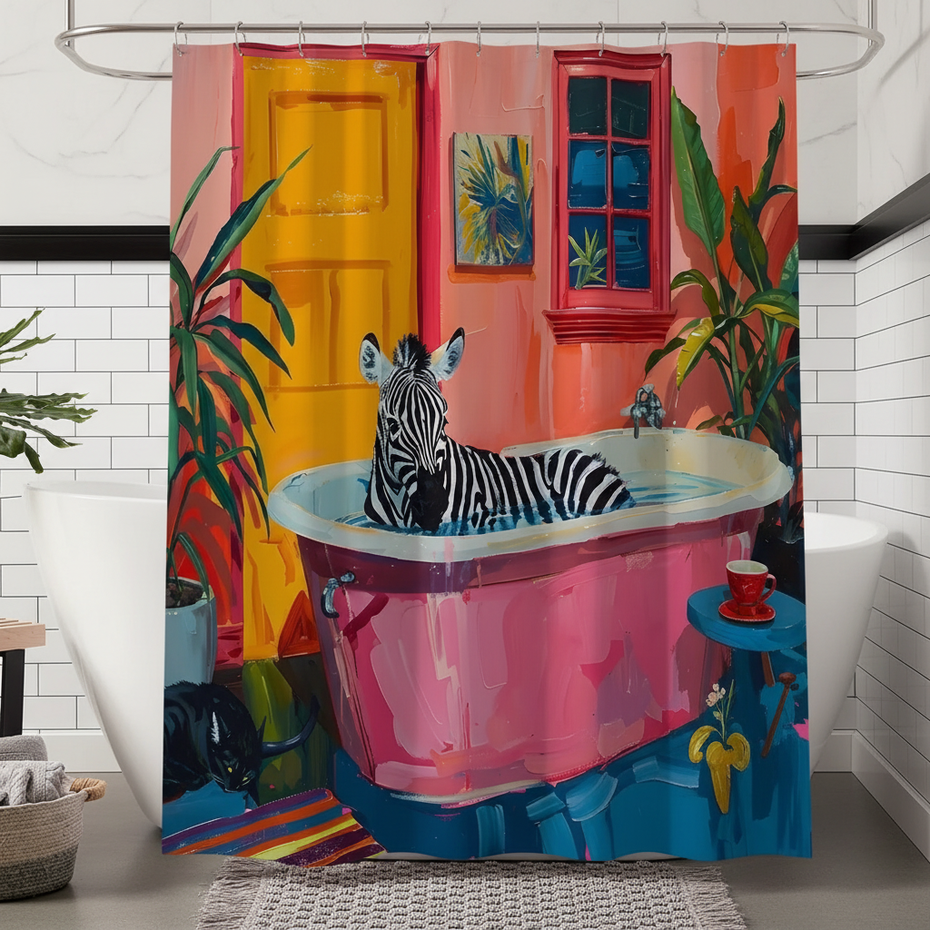 Kunstzinnig polyester douchegordijn