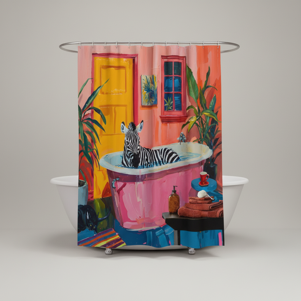 Kunstzinnig polyester douchegordijn