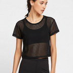 Mesh-trainingsshirt met korte mouwen