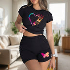 Korte mouwen crop top set
