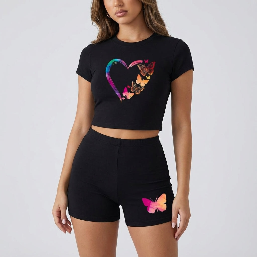 Korte mouwen crop top set