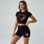 Korte mouwen crop top set — afbeelding 8