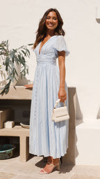 Boho-maxi jurk met V-hals en knopenrij