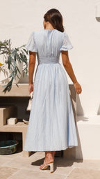 Boho-maxi jurk met V-hals en knopenrij