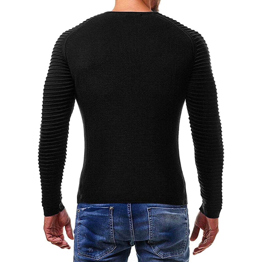 Gebreide herentrui met streepdetails