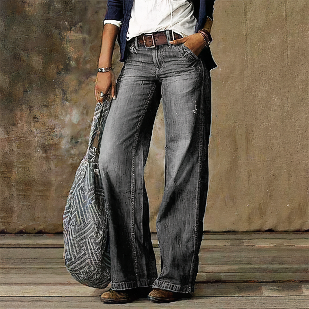Retro high-waist denim dames jeans
