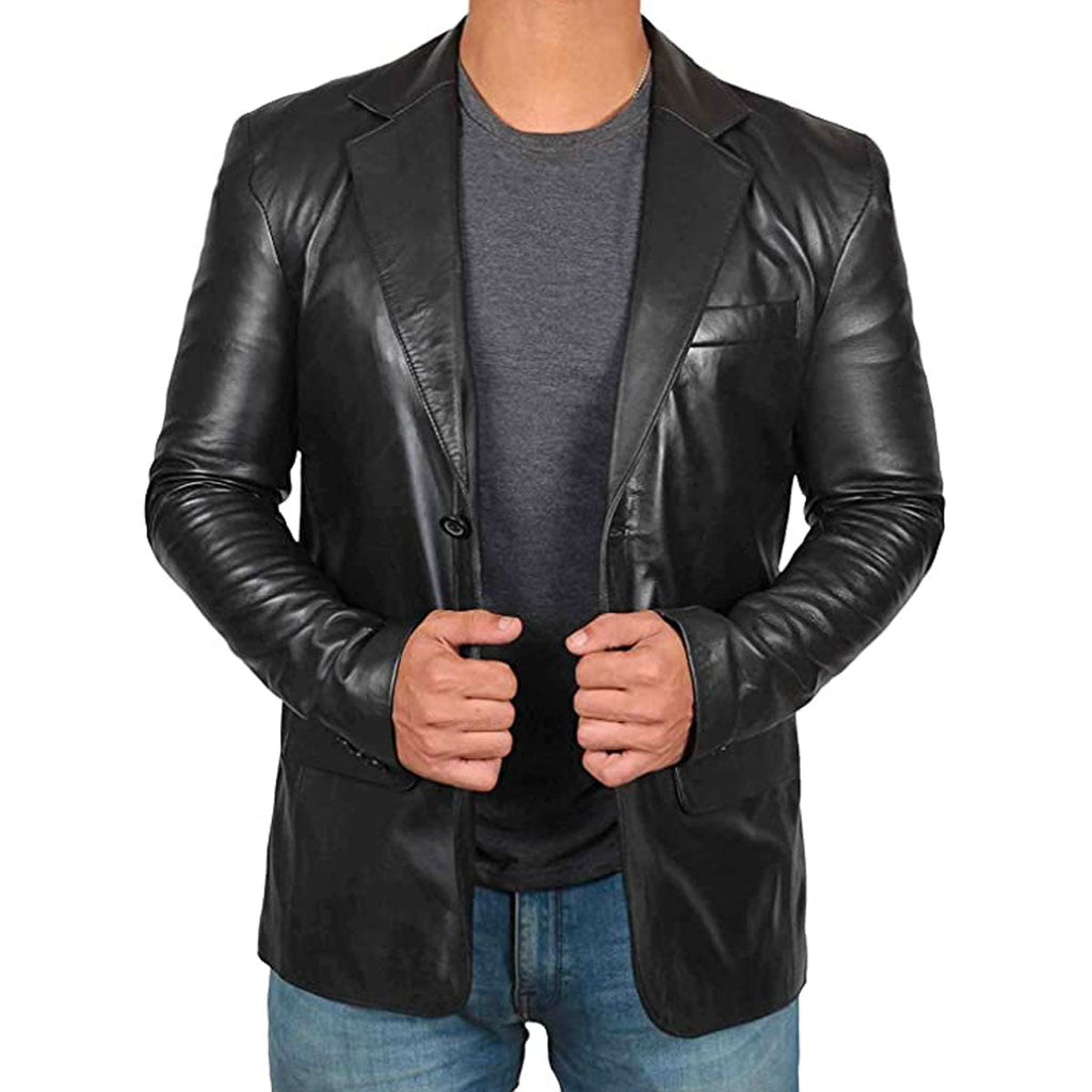 Heren leren blazer