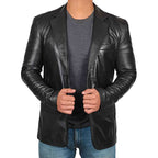 Heren leren blazer
