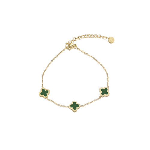 Vergulde armband met groene klaver