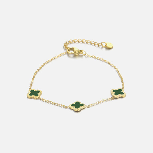 Vergulde armband met groene klaver