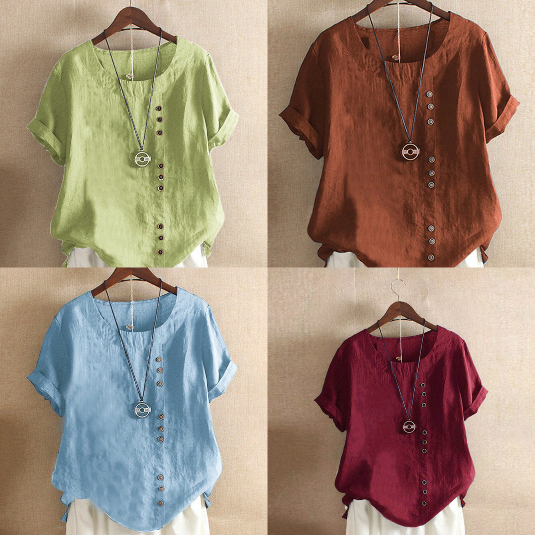 Effen T-Shirt met korte mouwen en ronde hals – Noor