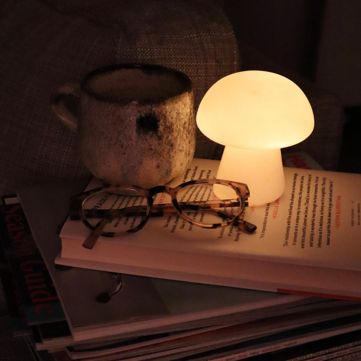 Paddenstoelvormige porseleinen nachtlamp