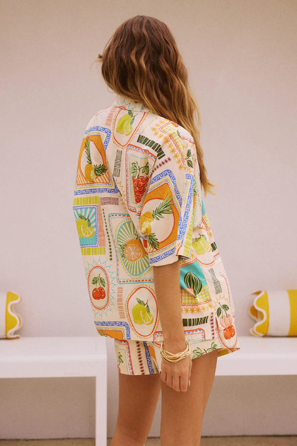 Tweedelige dames zomerset met retro fruitprint