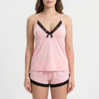 Korte pyjamaset met kant