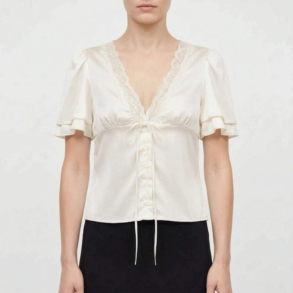 Blouse met kantafwerking