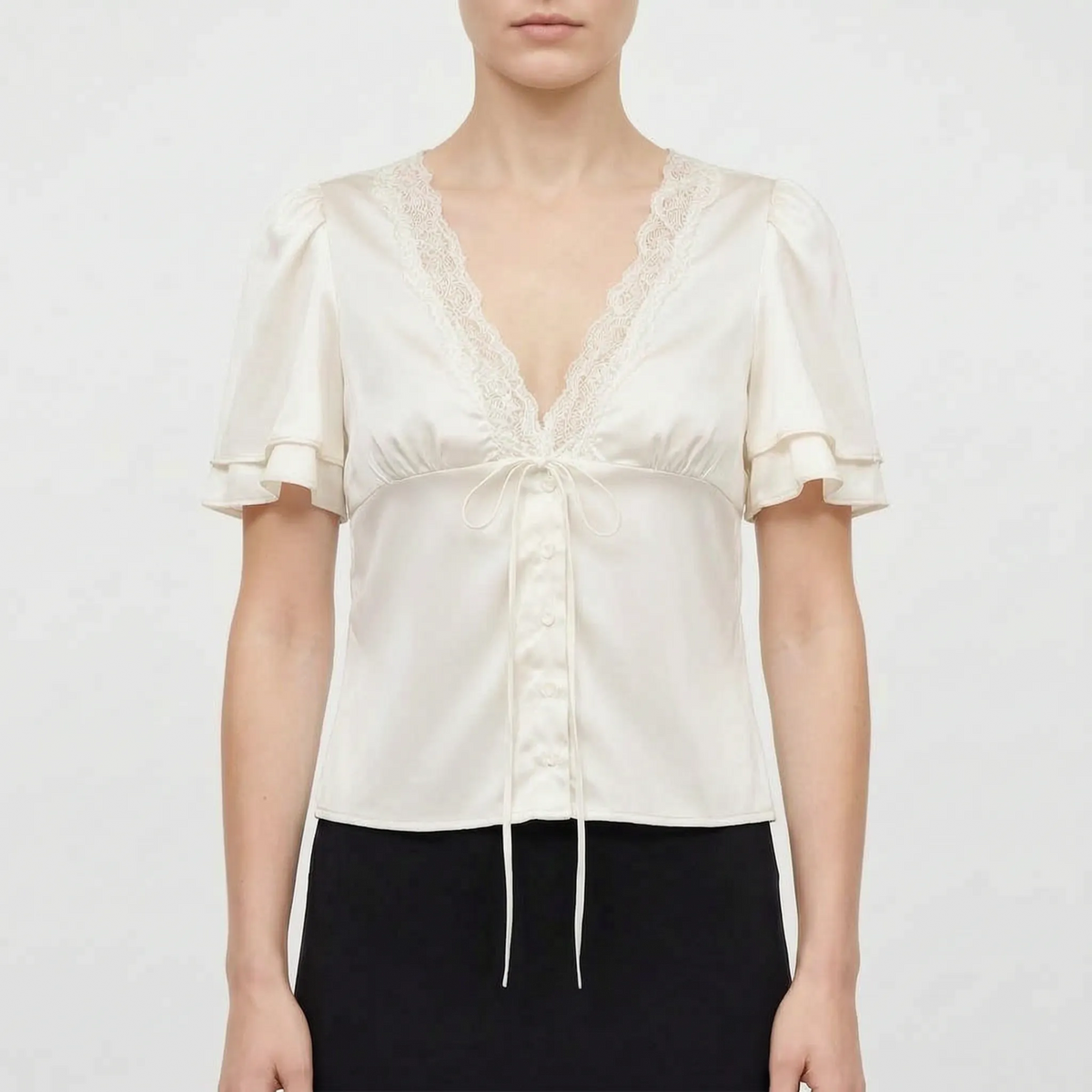Blouse met kantafwerking