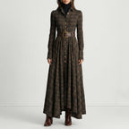 Geruite maxi-jurk met lange mouwen