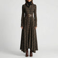 Geruite maxi-jurk met lange mouwen
