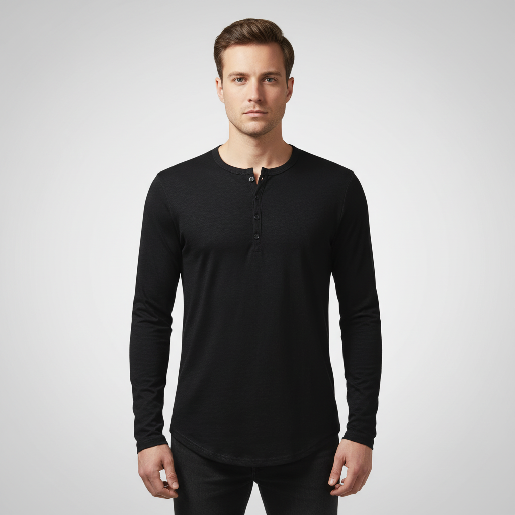 Langarm henley shirt