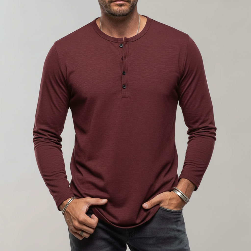 Langarm henley shirt