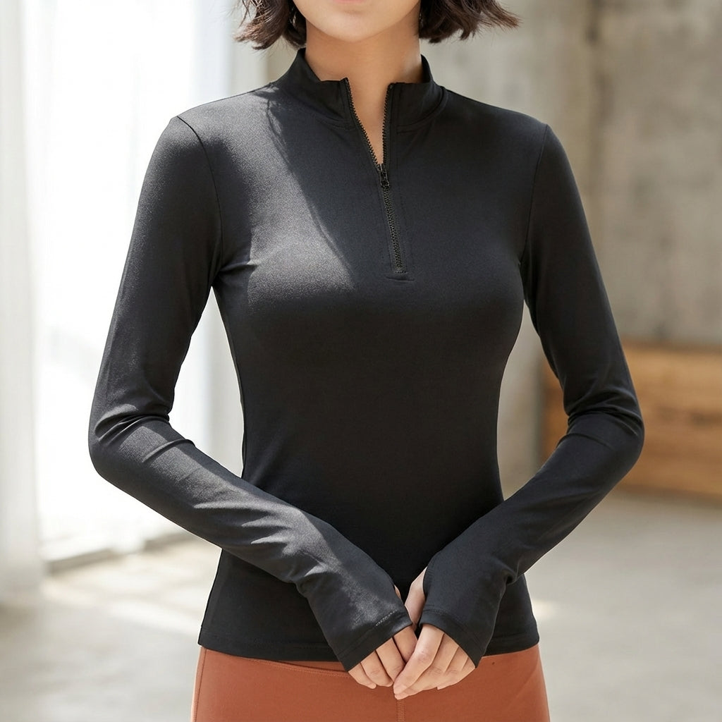 Langarmshirt met halve rits