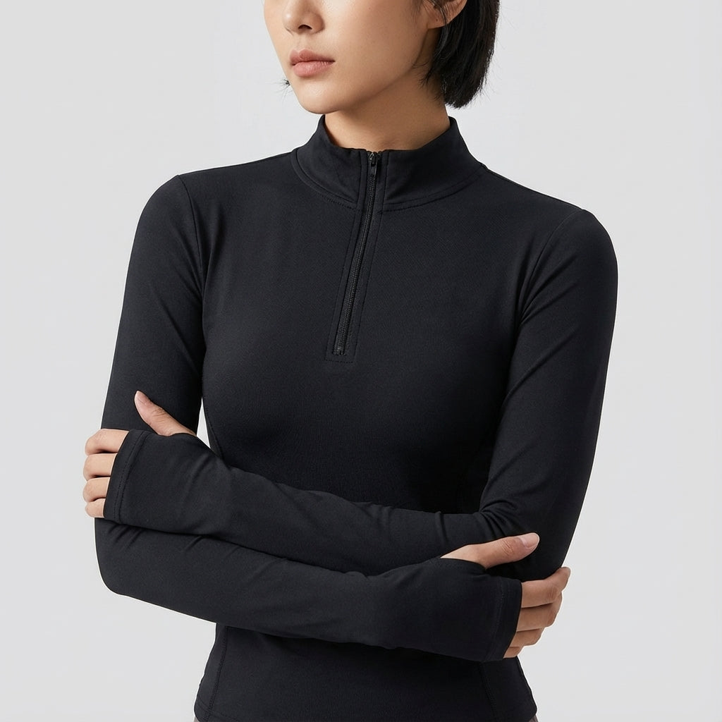 Langarmshirt met halve rits
