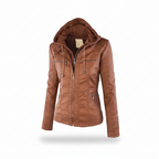 Leren jack met hood