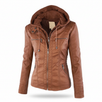 Leren jack met hood
