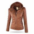 Leren jack met hood
