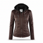 Leren jack met hood