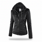 Leren jack met hood