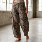 Luipaardprint barrel jeans