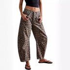 Luipaardprint barrel jeans