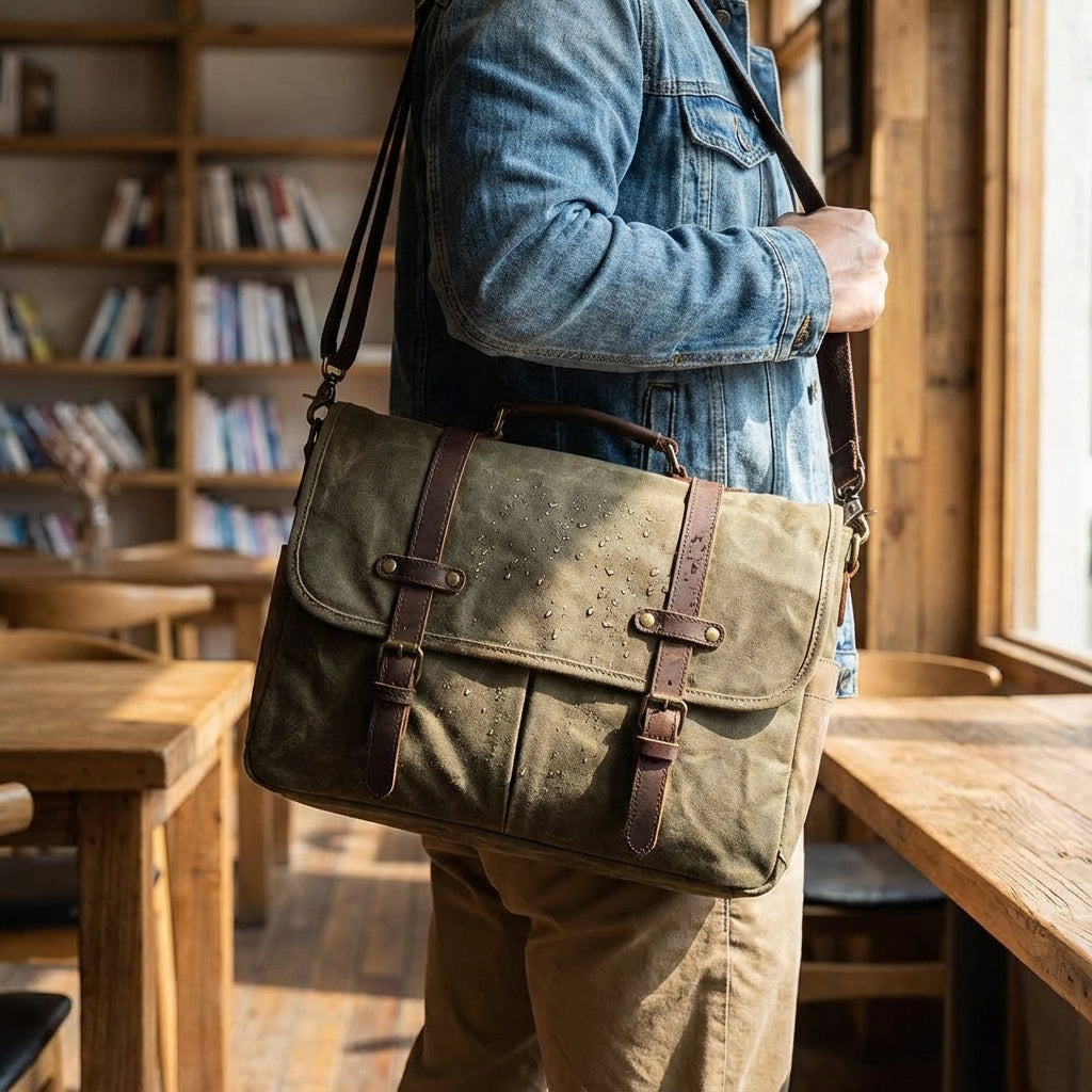 Leren schouder messenger tas