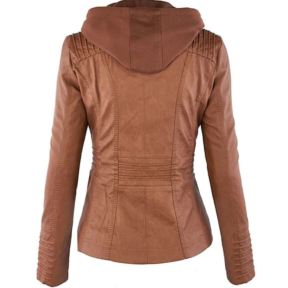 Leren damesjas met capuchon