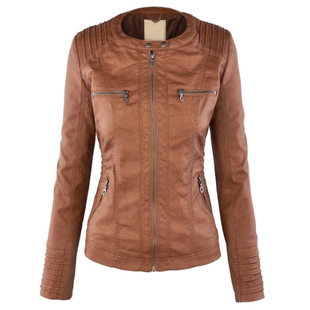Leren damesjas met capuchon