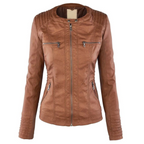 Leren damesjas met capuchon