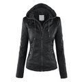 Leren damesjas met capuchon