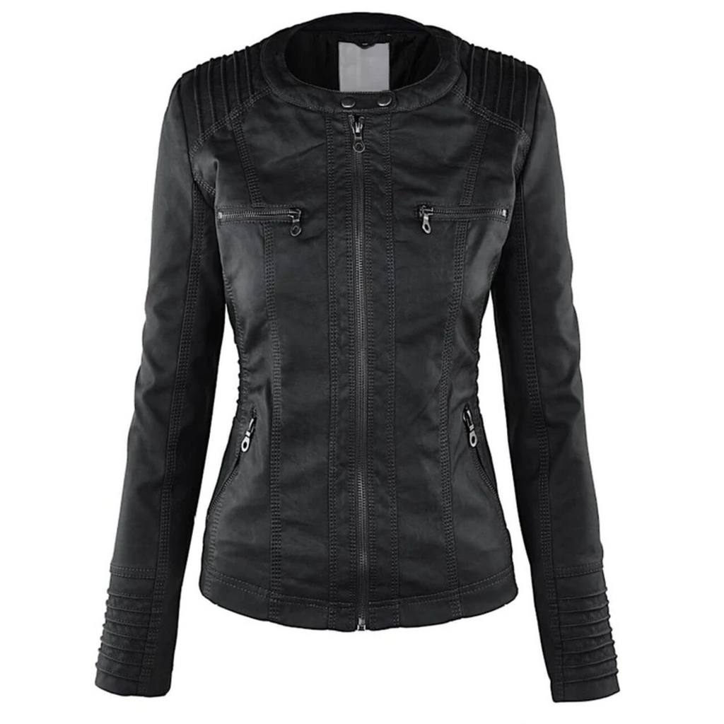 Leren damesjas met capuchon