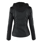 Leren damesjas met capuchon