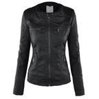Leren damesjas met capuchon