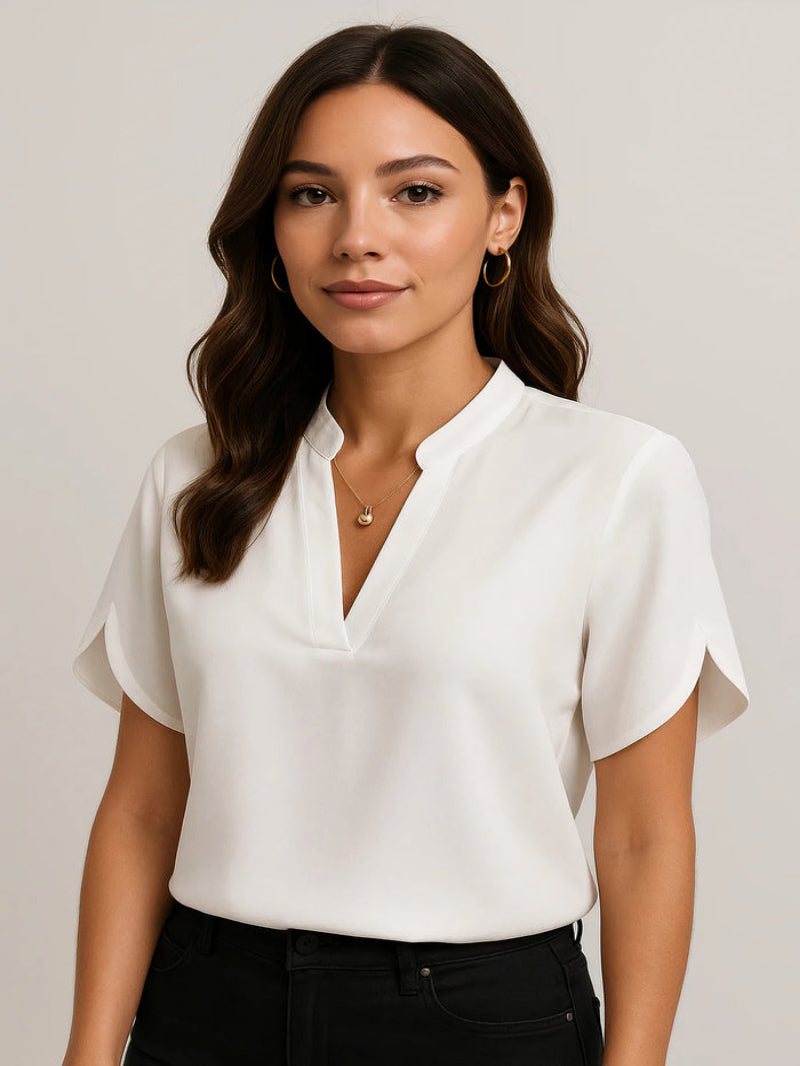 Lichtgewicht blouse met korte mouwen en V-hals