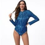 Gepatroonneerde monokini met lange mouwen